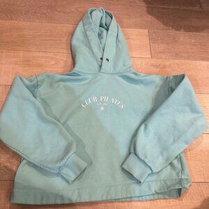 Club Pilates Cropped Blue Hoodie